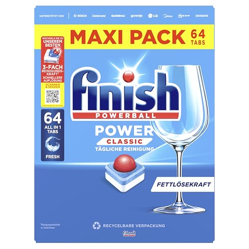Finish Power Classic Lot de 64 tablettes pour lave-vaisselle