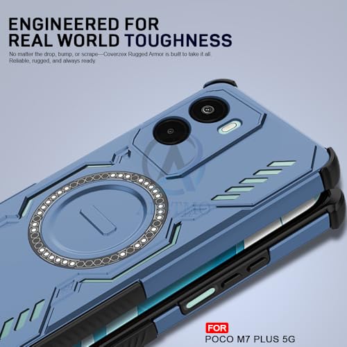 Image of AESTMO Back Case Cover for Poco M7 Plus 5G | Magnetic Case with Built-in Metal Ring | Compatible with MagSafe Accessories | Shockproof Hybrid (PC + TPU) (Blue)