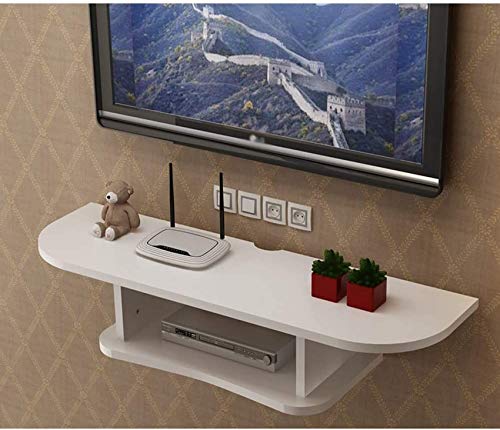 Schwimmende TV-Konsole, 2-stufiges TV-Regal an der Wand Schwimmende Medienkonsole für Kabelboxen Router Fernbedienungen DVD-Player Spielekonsolen