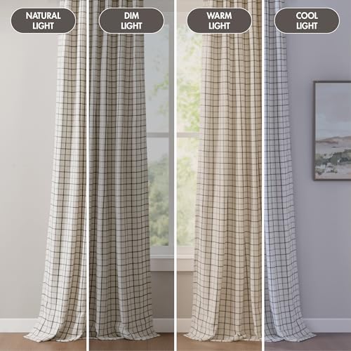 Image of Madison Park Anaheim Cabin Plaid Curtain Window, Thermal Insulated Fleece Lining, Living Room Decor Room Darkening Drape for Bedroom, 1-Single Panel Pack, 50x95, Rod Pocket & Back Tab, Black