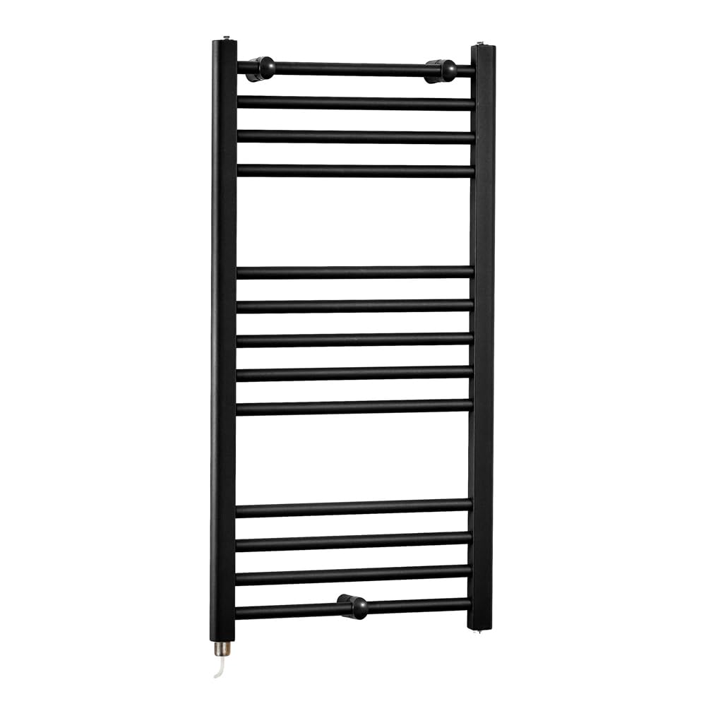 Milano Nero 400W Black Straight Bar Electric Heated Towel Rail - 1000 x 500mm