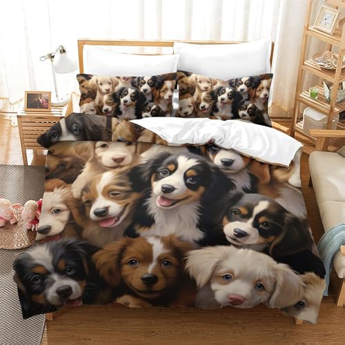 Housse de couette chiots avec fermeture éclair invisible 200x200