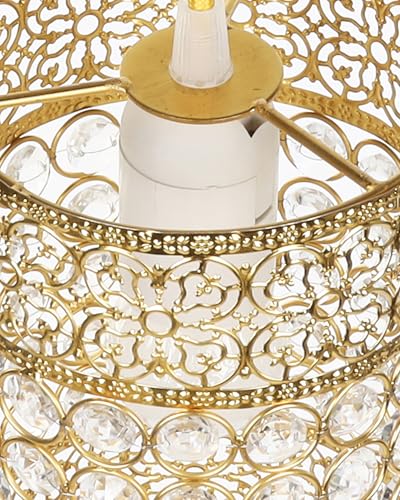 Image of Homesake Vintage Crystal Hanging Light | Antique Gold Finish | Pendant Light | Ceiling Lamp | Home Decor | Indoor Lighting | Living Room, Bedroom, Dining Room, Kitchen | Trending Home Accessories