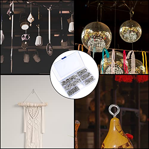 Jttxiu 120 Stk. Ösenschrauben, Schraubösen mit Holzgewinde, Ringschrauben, Ösenschrauben Schraubhaken für Holz, Handwerk, Möbel, Metall vernickelt. (Silber)