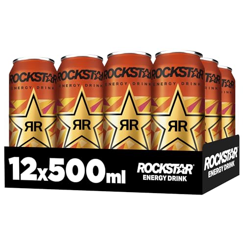 Rockstar Energy Drink Blood Orange - Zero Sugar - Koffeinhaltiges Erfrischungsgetränk mit Blutorange Geschmack ohne Zucker, EINWEG (12 x 500ml) 2