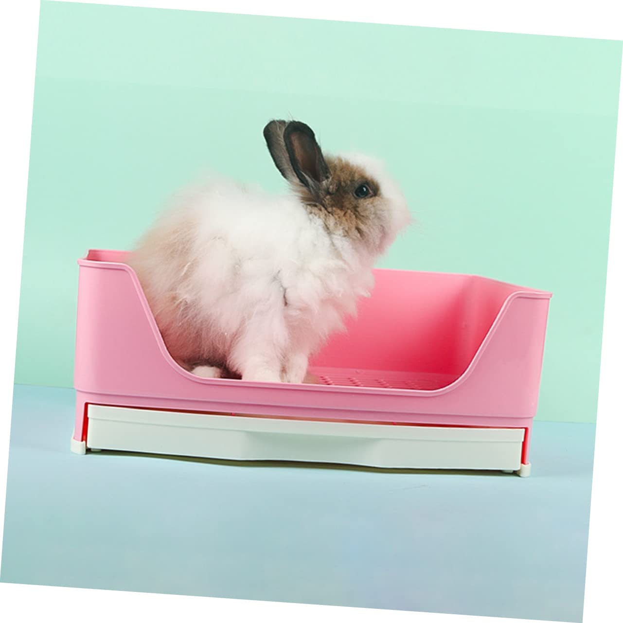 Toilette per Coniglio Cassetto, Plastica Rosa, Antiodore | Lettiera per Coniglio Nano, a Perdite, per Coniglio e Criceto, Uso in Salotti e Parchi