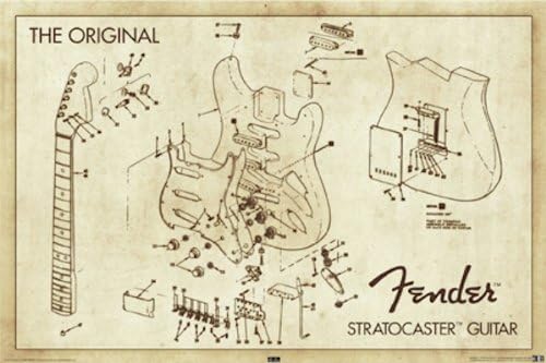 Fender Stratocaster Guitar Original Diagram 36x24 Poster Art Print