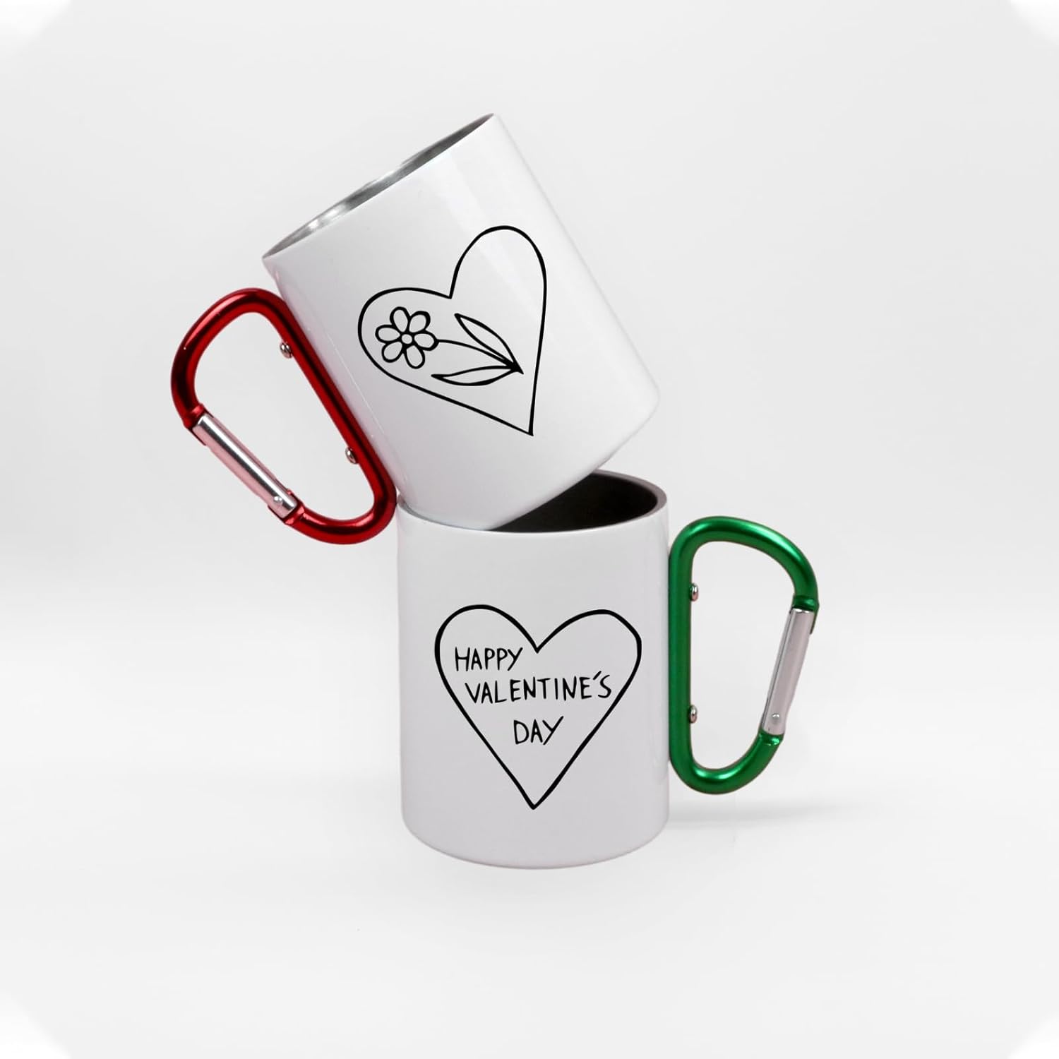 4 Pcs 10oz Sublimation Blank Stainless Steel Carabiner Mug – Travel Coffee Mug with Different Color Handles, Portable Camping Cup for Backpacking, Hiking, Outdoor Sports & Travel