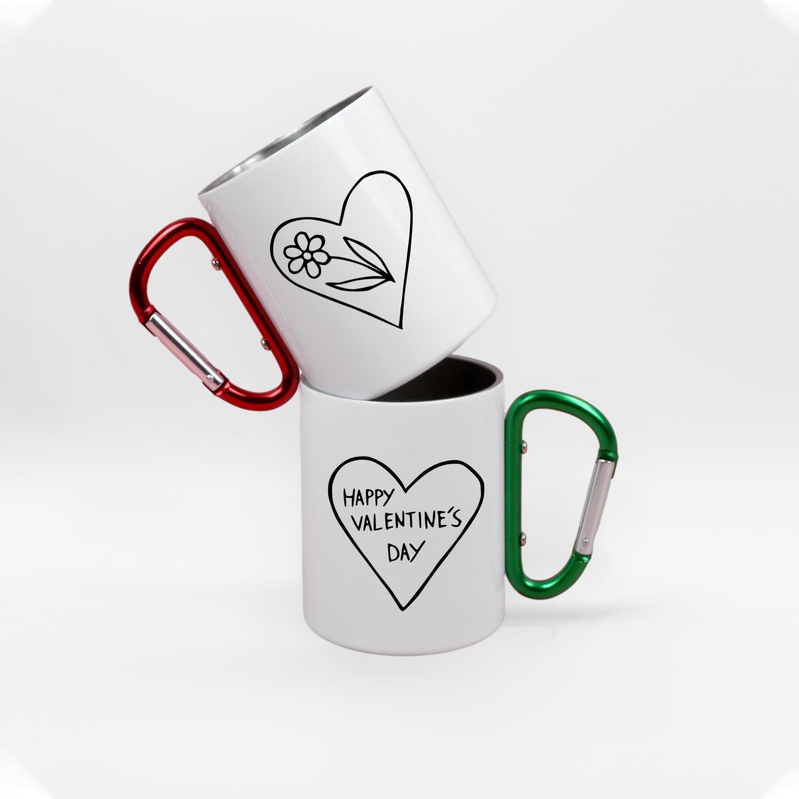 4 tazas de mosquetón de acero inoxidable en blanco de sublimación de 10 onzas con asas de, taza de café de viaje, taza de café portátil con asa para deportes al aire libre