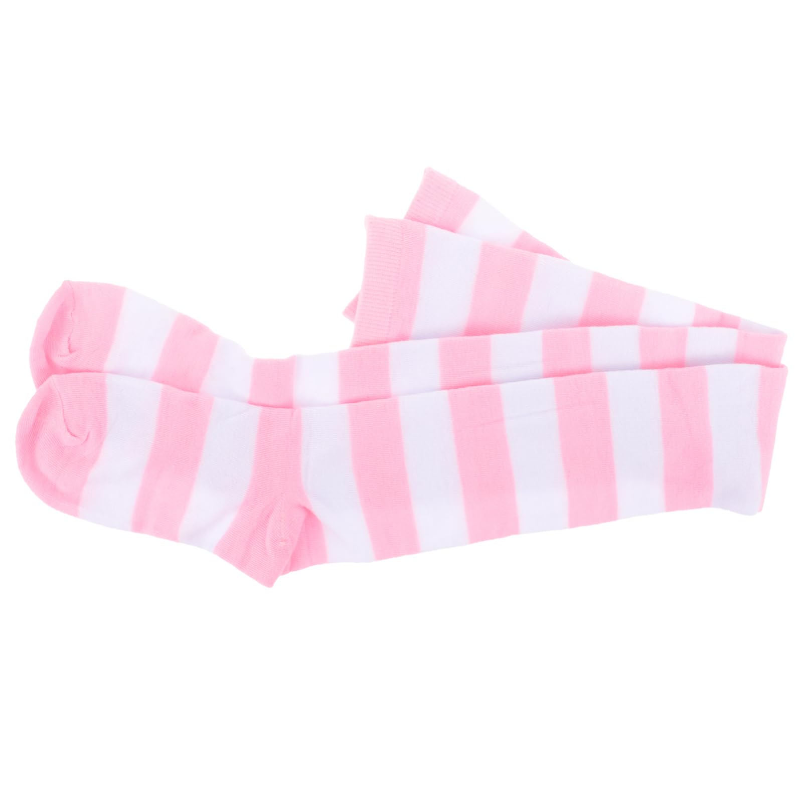 [TINEASUR] 2pcs Pair Wide Stripe Thigh High Stockings Stockings Unisex Above Knee Women Over Knee Socks Pink and White Wide Stripe Over Knee Socks, White, As shown