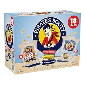 Pirate’s Booty Aged White Cheddar and Cheddar Blast Cheese Puffs Variety Pack, Gluten Free, Individual Size Snack Bags (18 Count)