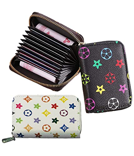 2 Stücke Kartenetui Damen Leder, Echt Leder Kredit- und Visitenkartenetui, Kreditkartenetui für Damen und Herren, RFID Schutz, Schlüsselanhänger, Reißverschlussetui Cover