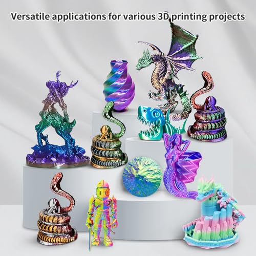 Image of YOUSU 3D Printer Filament 1.75MM Silk PLA Filament Rainbow Color, 10 * 250g Pack Filament Bundle for 3D Printer.