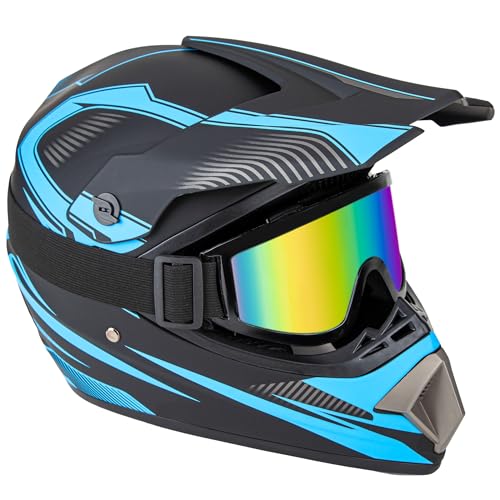 CARTMAN Adult Dirt Bike Helmets Motocross ATV Dirtbike Offroad Full Face Motorcycle Helmet, DOT Approved Matte Black and Blue - Image 4