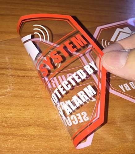 Miniatura 4 de Impreso en el lado adhesivo, (4 unidades) 4 x 4 pulgadas  24 horas protegido por el sistema de alarma antirrobo de seguridad  Etiqueta adhesiva de