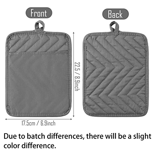 Grobro7 5Pack Pot Holders For Kitchen Heat Resistant Cotton Potholder Multipurpose Hot Pad Machine Washable Oven Mitts With Pocket Potholders For Baking And Cooking 8.9 X 6.9 In Gray Black #TOP1