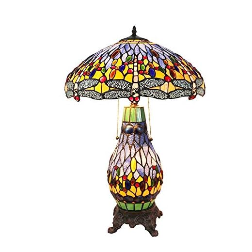 Desk lamp Table Lamp/Living Room Lamp, Restaurant Bar, Cafe Lamp, High-end Club Lighting, Stained Glass Lamp, Mother Lamp (Color : Blue) (Color : Red) (Blue)