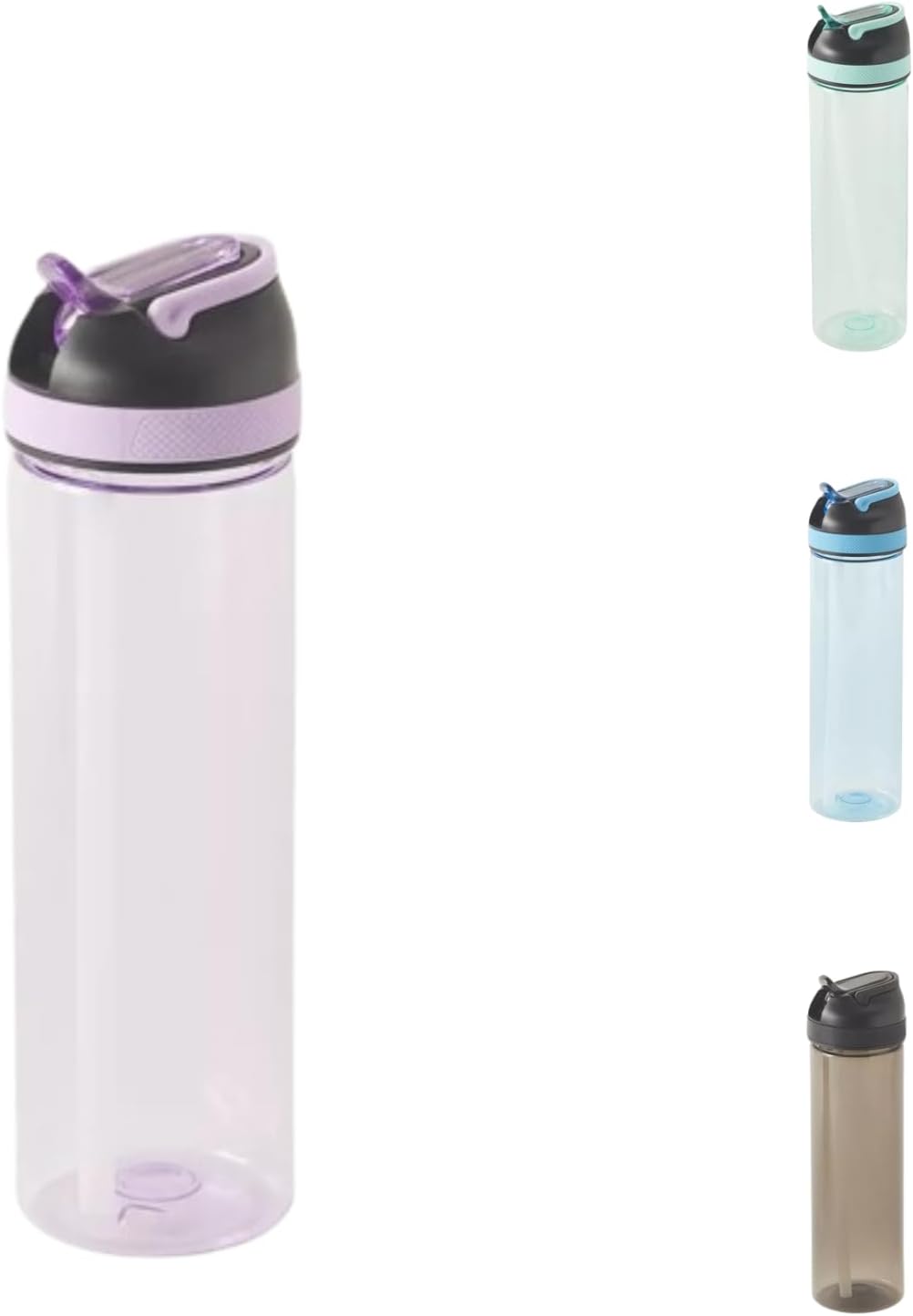 Stay Hydrated everyday healthy life in Style! Leakproof Solid Sipper Clear Sports Water Bottle for running walk gym exercise - 840ml (Multiple Colors) (Purple)