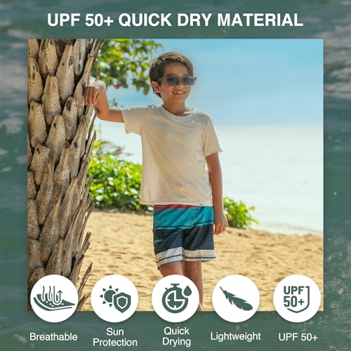 Image of Kanu Surf Boys' Victor Stripe Quick Dry Beach Board Shorts Swim Trunk