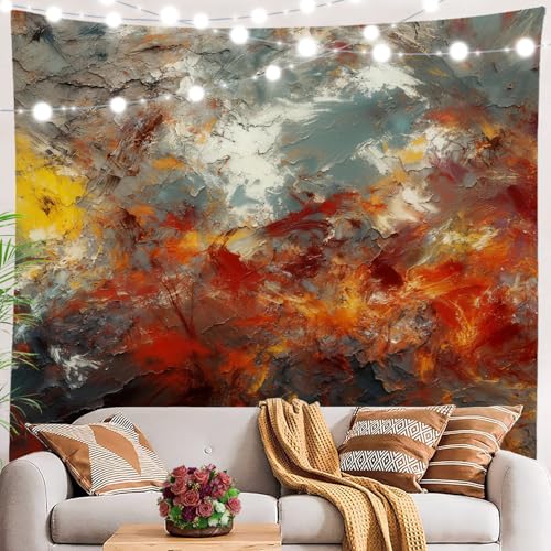 BaoNews Grey Blue Modern Artwork Tapestry, Water Color Art Oil Painting Large Wall Hanging Polyester Tablecloths Tapestry Bedroom Room Living Room Dorm 90.6 X 78.7 Inches