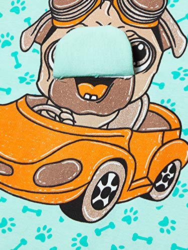 Camiseta De Manga Longa Cão Pug No Carro, Kely Kety, M, Verde (Wasabi), Meninos