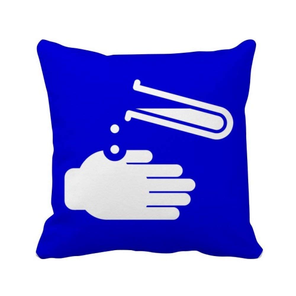 Housse de coussin carrée bleu marine avec motif avertissement déco salon