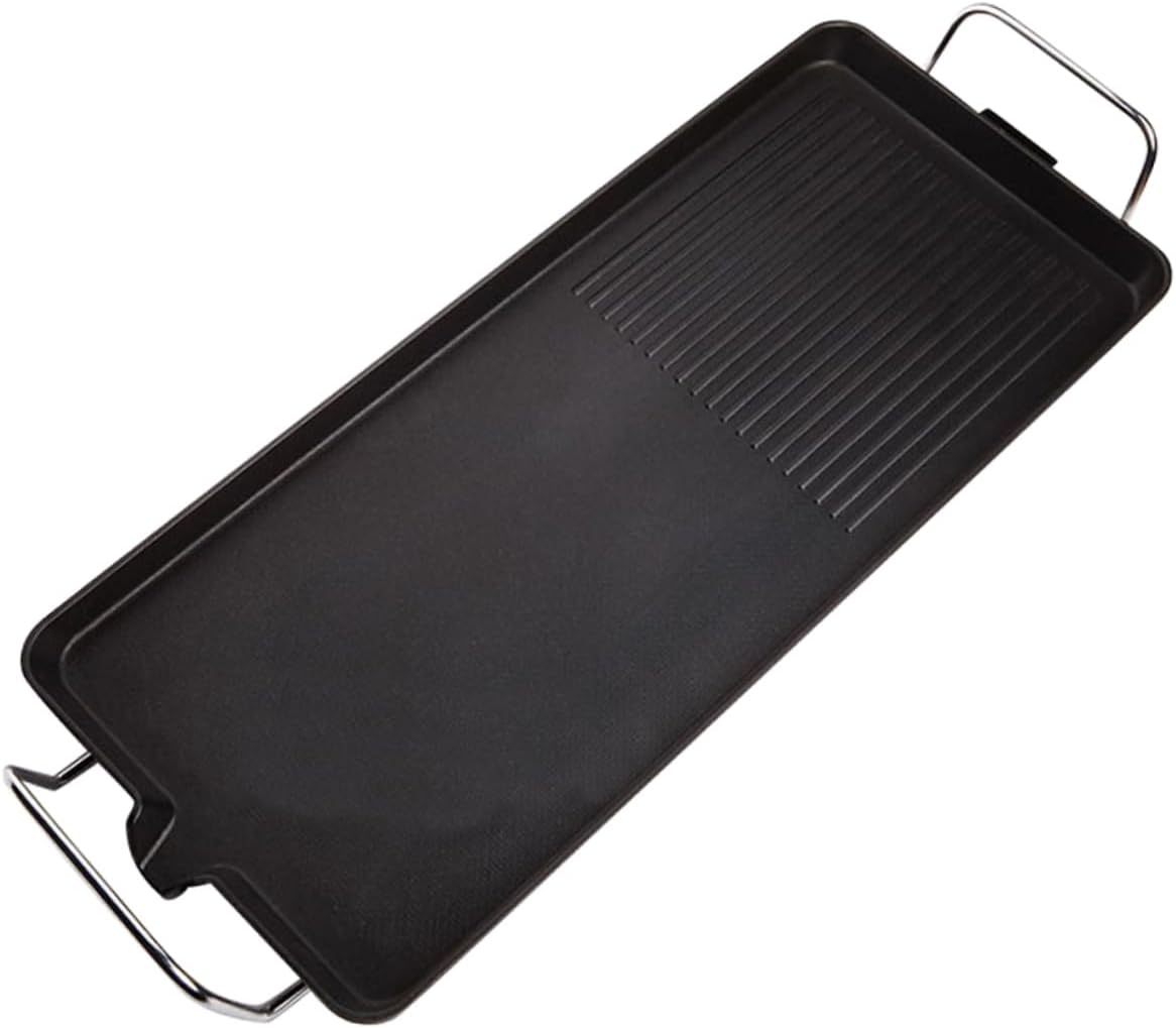 Mikinona 1set Electric Baking Tray Non-stick Multi-function Barbecue Grill Plate for Indoor Use Smokeless Cooking Us Easy to Clean Skid Design