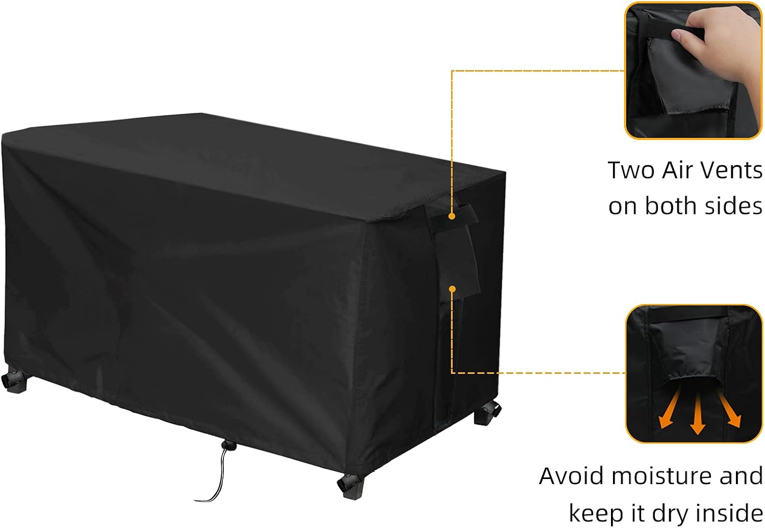 YUZ Fire Pit Cover for Rectangular Fire Pit 44 inch Heavy Duty Outdoor Waterproof Dustproof Anti Full Coverage Patio Fire Pit Cover with 42-44 Inch Fire Pit, 44W x 32D x 23H Inch
