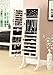 FVLFIL Buptop White Mirrored Jewelry Cabinet Armoire W Stand Mirror Rings, Necklaces, Bracelets