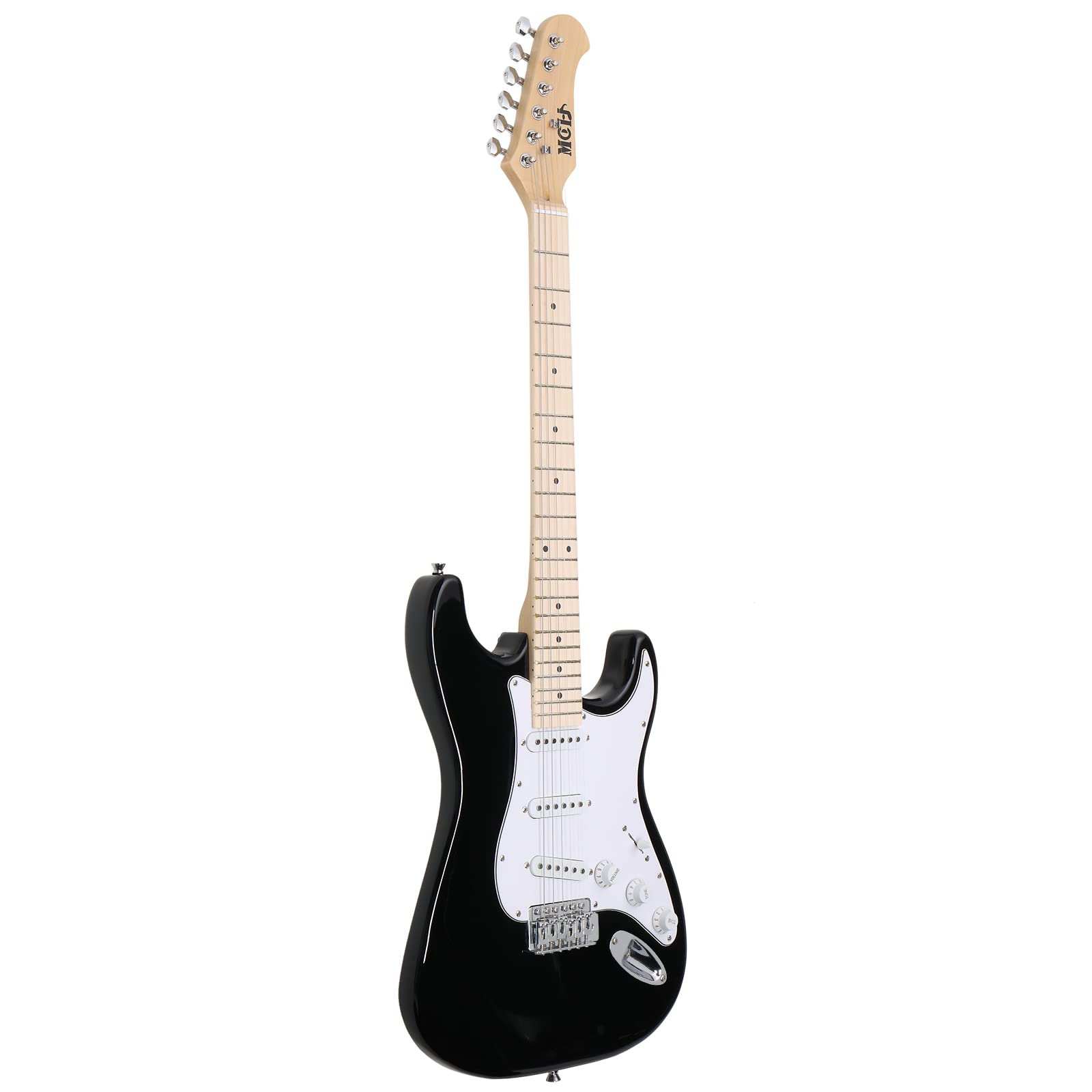 Guitare électrique ST guitare électrique avec ensemble de haut-parleurs 20W, sac de guitare, bandoulière, médiator (le noir)