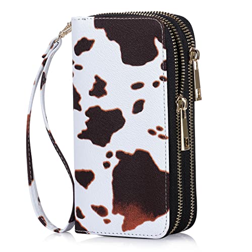 Image of Cellphone Wallet for Women Dual Zipper Long Purse with Removable Wristlet