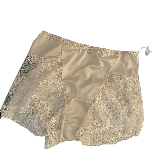 Bragas de seda de hielo con encaje de cintura alta para mujer