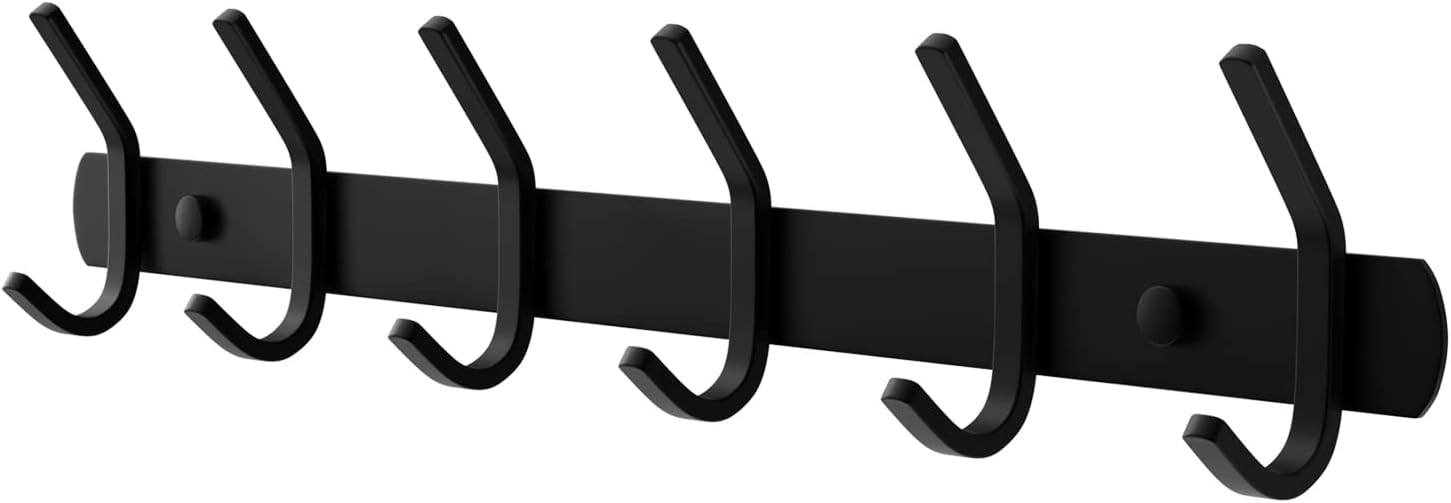 Wall Mounted Coat Hooks, 6 Tri Hooks, Heavy Duty Stainless steel Coat