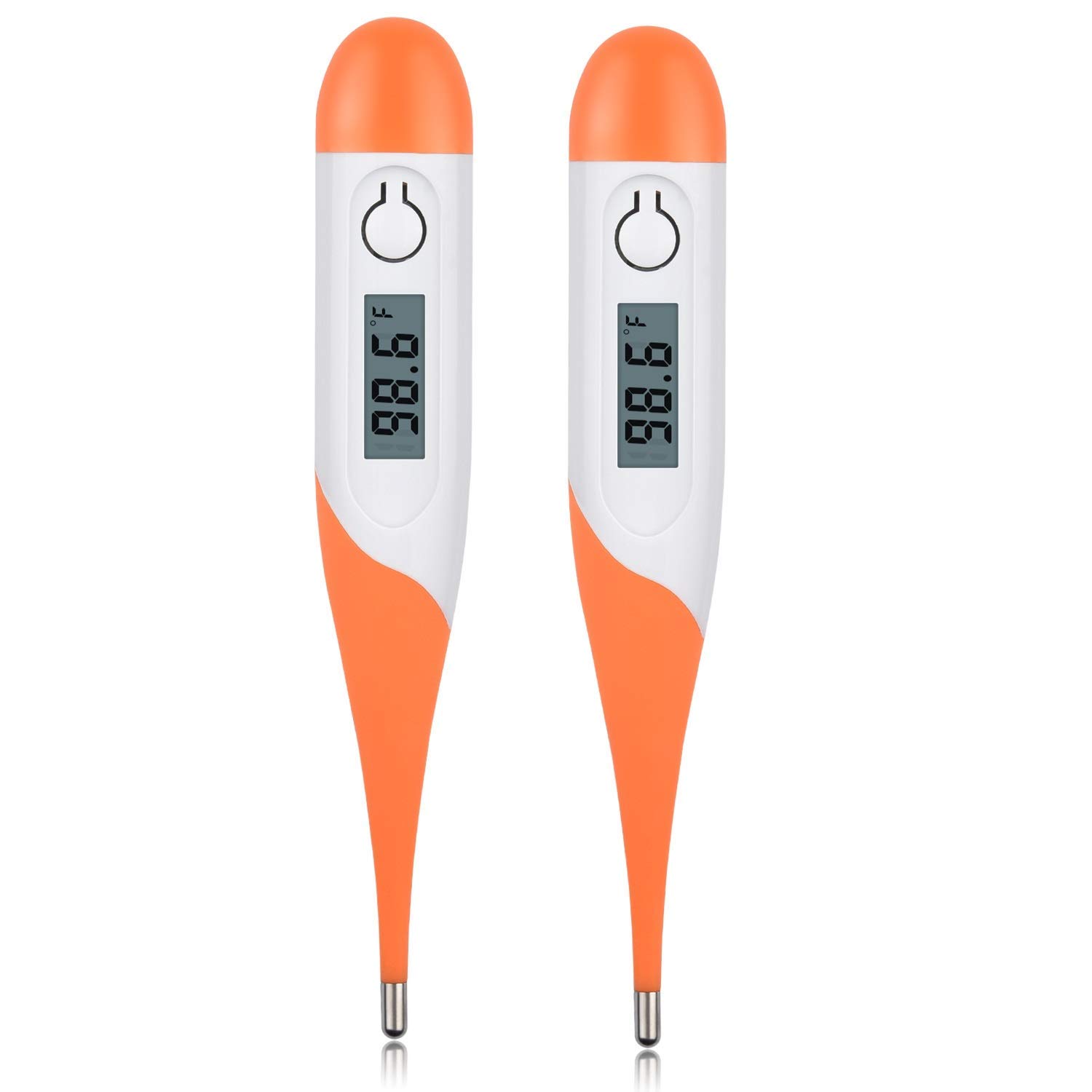 2PCS Digital Medical Thermometer with Fever Alarm, Accurate and Fast Readings, Baby Thermometer Waterproof Oral Armpit and Rectal Thermometer for Kids Infants and Adults