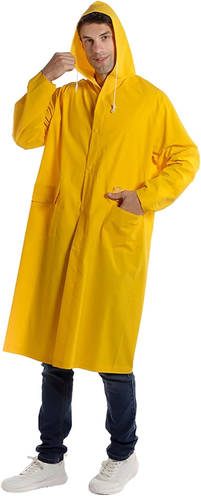 JUNGE Chaqueta impermeable para hombre, color negro, impermeable y largo,  con capucha, para senderismo, motocicleta, para exteriores : Ropa, Zapatos  y Joyería - Amazon.com