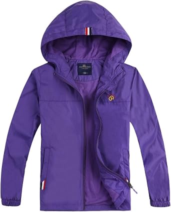 Jingle Bongala Boys Girls Lightweight Breathable Raincoat Waterproof Hooded Rain Jacket Windbreaker Easy to Fold