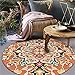 YYRAIN Europäischer Ethnischer Stil Runder Orangefarbener Mandala Drehstuhl Teppich Wohnzimmer Schlafzimmer rutschfeste Absorbierende Bodenmatten Zum Balkon Hängenden Korb Bodenmatten 100cm Diameter