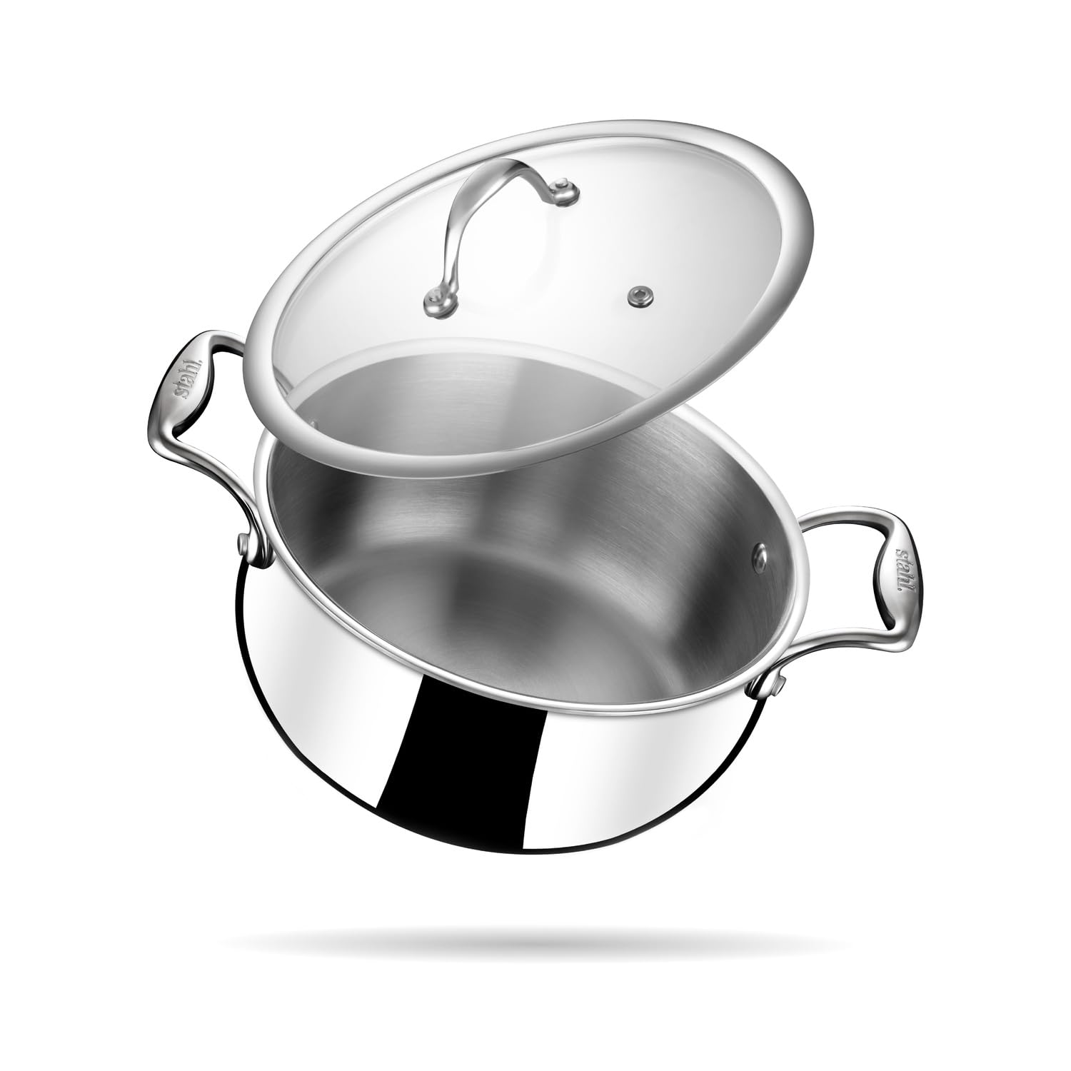Stahl Artisan Triply Stainless Steel Belly Saucepot with Lid,Induction Base Casserole, Briyani Pot/Handi,Stew Pot, 3.2 L, 20 cm