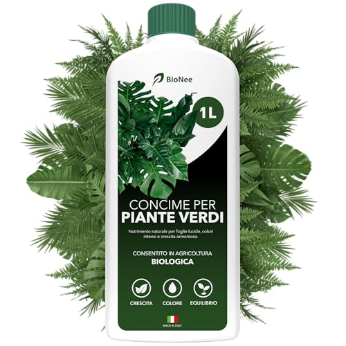 BioNee Concime Biologico per Piante Verdi 1L – Nutrimento Naturale per Foglie Lucide e Colori Intensi | Stimola Crescita e Vitalità delle Piante da Interno ed Esterno