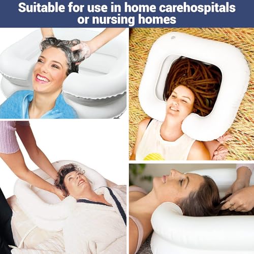 TOSUTOAufblasbares Haarwaschbecken,Aufblasbares Shampoo Becken,Tragbares Haarwaschwanne mit 1M Ablaufschlauch,Kissen und Luftpumpe – Ideal für Schwangere,Verletzte,Senioren und postoperative Patienten
