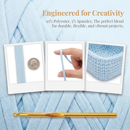 Image of 2 Pack T-Shirt Yarn for Beginner Crochet Bags /Basket /Coaster, 400g /144yds High Elastic Thick Polyester Fabric (Avocado Green+Army Green)