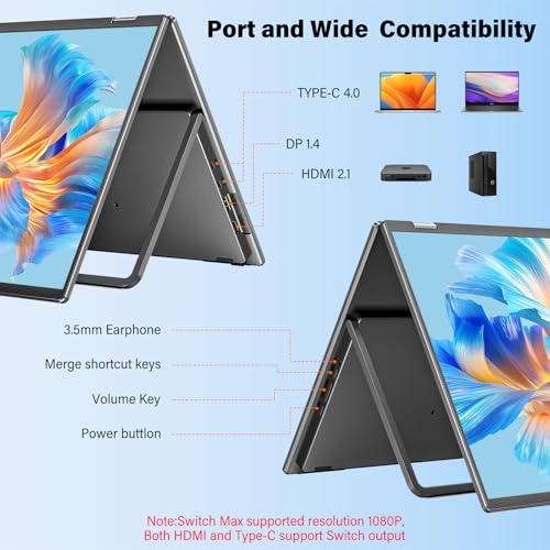 undefined InnoView 23.8" Dual Portable Monitor 100% sRGB 3840x2160P 4K 315°Adjustable Dual Stacked Foldable Monitor Built-in Speakers Screen Extender with HDMI/USB-C/DP for Laptop Windows Mac の商品画像 5