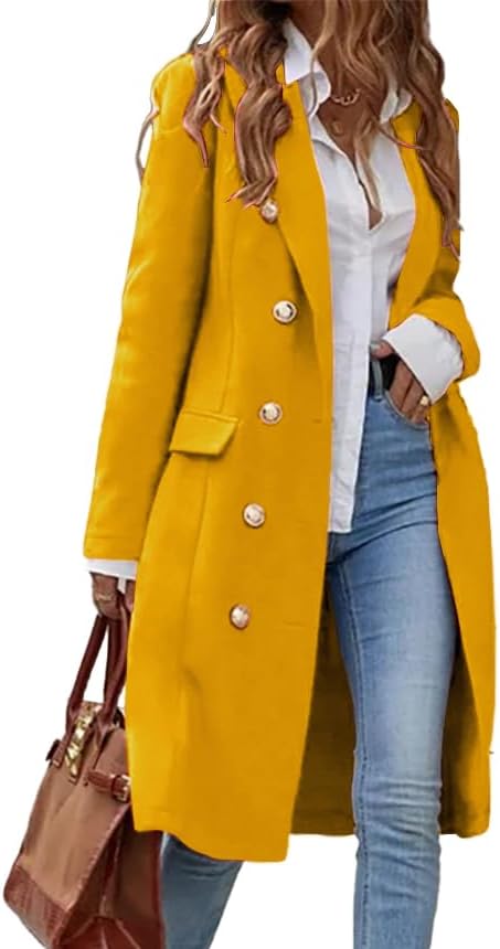 IDEALSANXUN Womens Long Wool Coat for Women Fall Winter Trench Coat Trendy Jackets