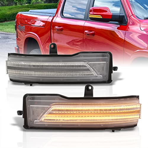 AJP Distributors Clear Lens Sequential LED Dynamic Side Mirror Turn Signal Lights Blinker Indicator Lamps Assembly Compatible/Replacement For Ram 1500 DT Pickup Truck 2019 2020 2021 2022 19 20 21 22