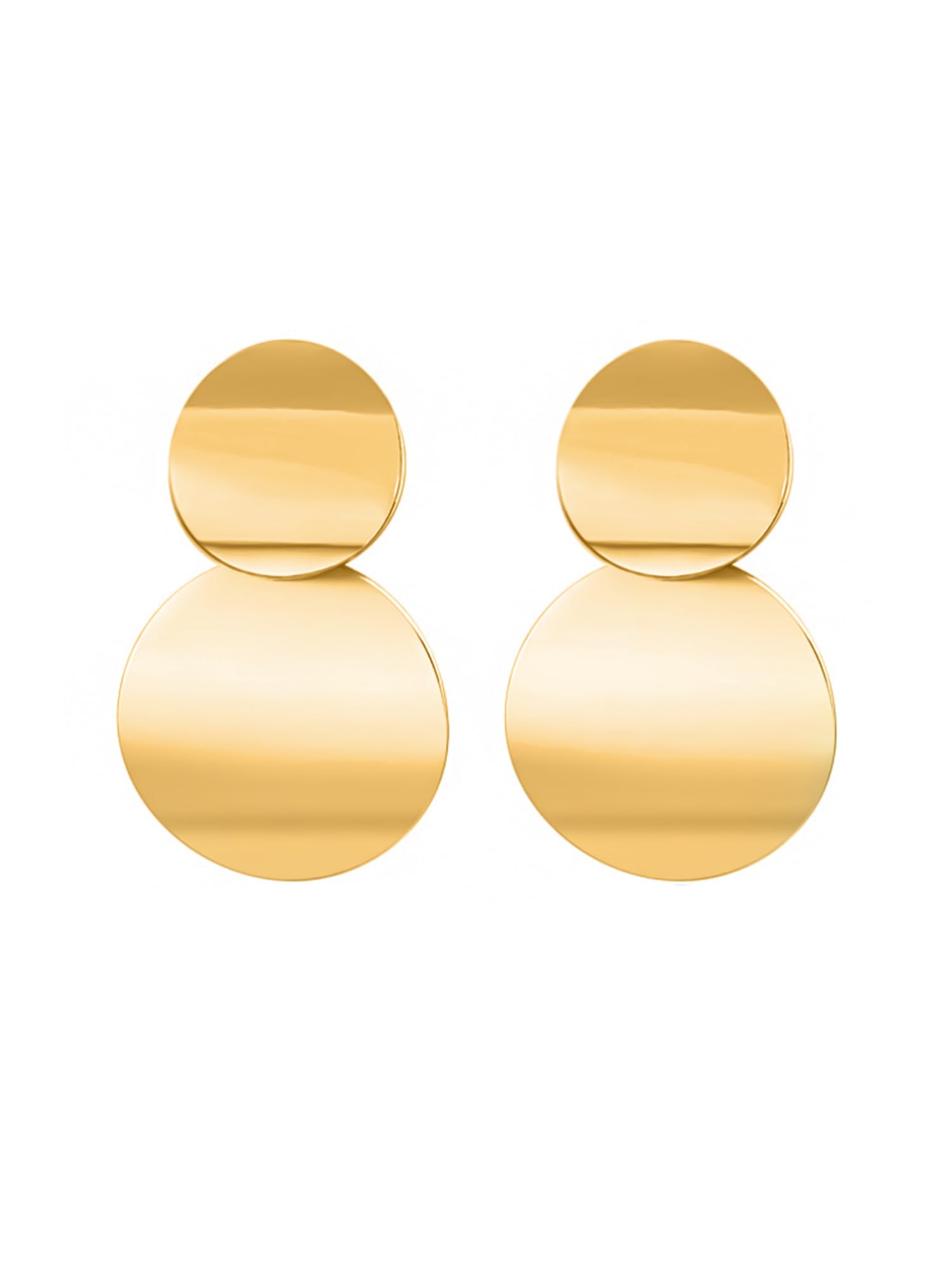 Fashion Gold Plated Circle Shaped Earrings | Western Style Golden Women Earrings