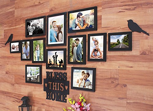Image of Art Street - Bless This Home Set Of 12 Individual Photo Frame Frames (Mix Size) With Mdf Plaque