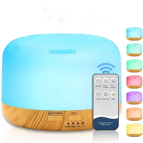 Diffusore di Oli Essenziali, 300ml, Umidificatore Ultrasonico con 7 Luci