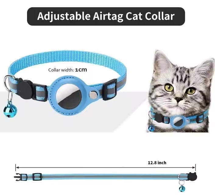 Image of Cat Collar Breakaway, Reflective Kitten Collar with Air Tag Holder and Bell for Girl Boy Cats (Black)