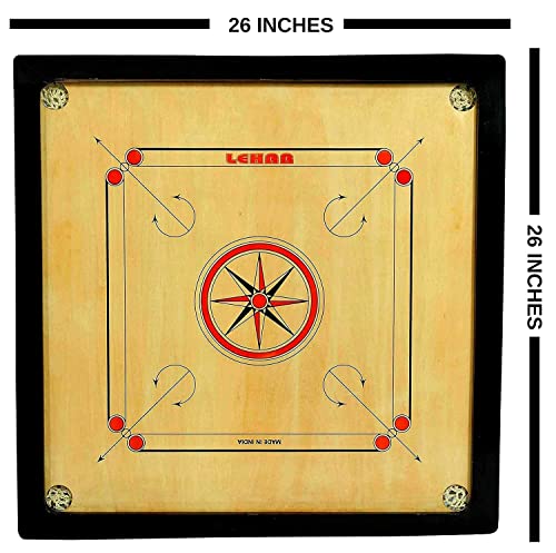 Image of Duro Matte Finish Club Carrom Board for Professionals and Clubs with Coins Striker & Boric Powder, Pack of 1, Beige