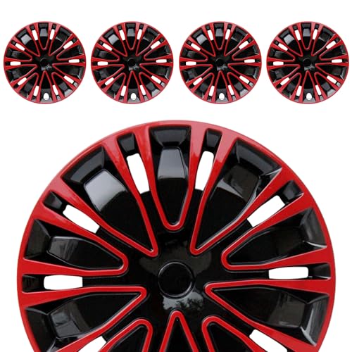 Image of Hubcap Wheel Cover Replacement R14 Hub Caps Universal-Fit Steel Wheel Rim Cover ABS Material Exterior Accessories for Car Truck SUV -Set of 4(14-inch,Red-Black)